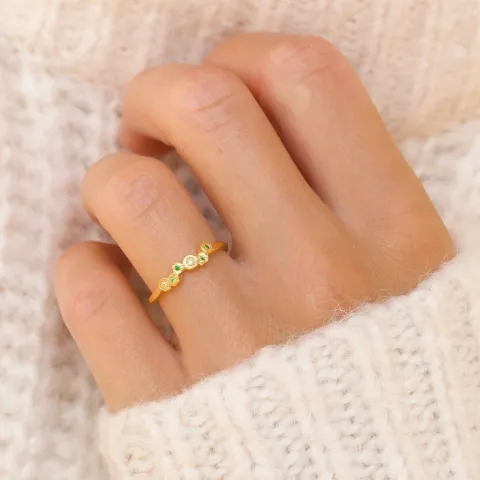 grünem Zirkon Ring aus vergoldetem Sterlingsilber - Bubbly Twist