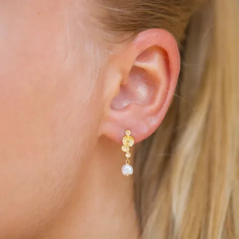 Perle Ohrringe in vergoldetem Sterlingsilber - Lumé Etched