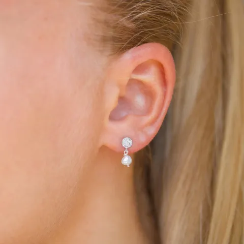 Perle Ohrringe in Silber - Lumé Etched