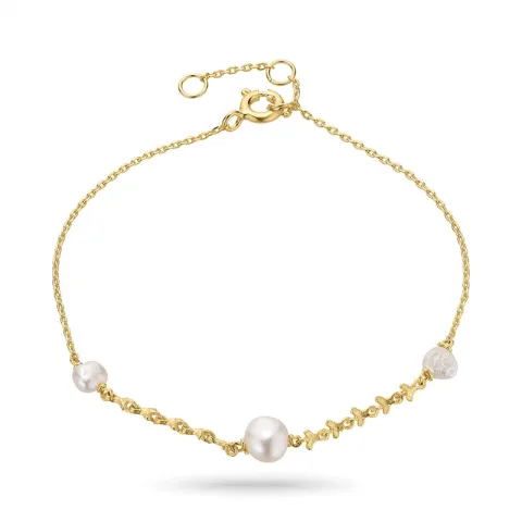 Perle Armband aus vergoldetem Sterlingsilber 16 plus 3 cm x 6,9 mm