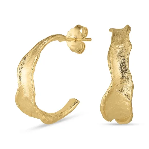 22 mm Halbkreolen in vergoldetem Silber - Lumé Etched