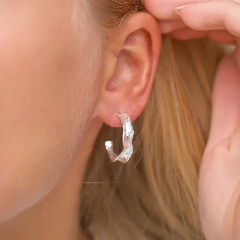 22 mm Halbkreolen in Silber - Lumé Etched