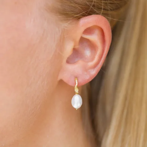 Perle Ohrringe in vergoldetem Sterlingsilber - Lumé Etched