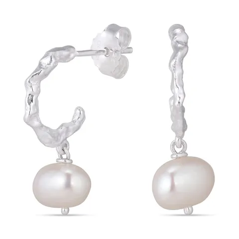 Perle Halbkreolen in Silber - Lumé Etched