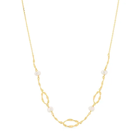 Perle Halskette aus vergoldetem Sterlingsilber - Lumé Etched