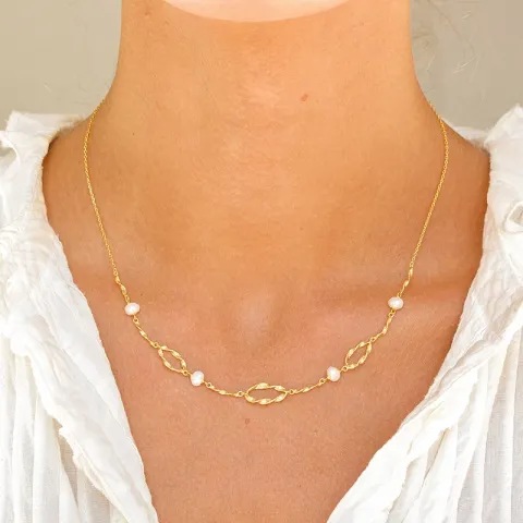 Perle Halskette aus vergoldetem Sterlingsilber - Lumé Etched