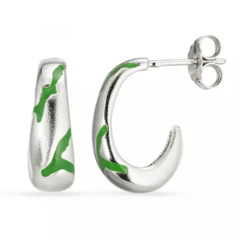 grünen Emaille Ohrringe in Silber
