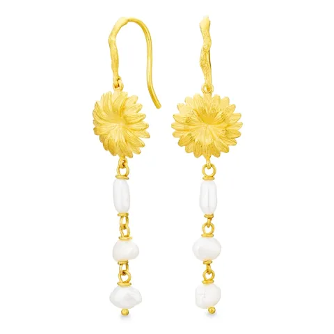 lange Blumen ketten ohrringe in vergoldetes Messing - Eliné