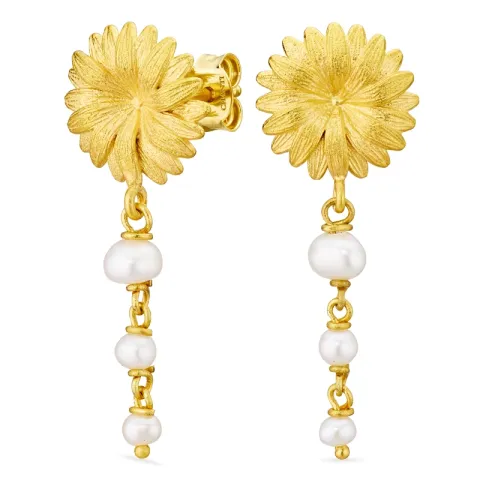 Blumen Perle ketten ohrringe in vergoldetes Messing - Eliné