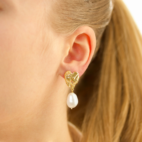 Perle Ohrringe in vergoldetes Messing - Eliné
