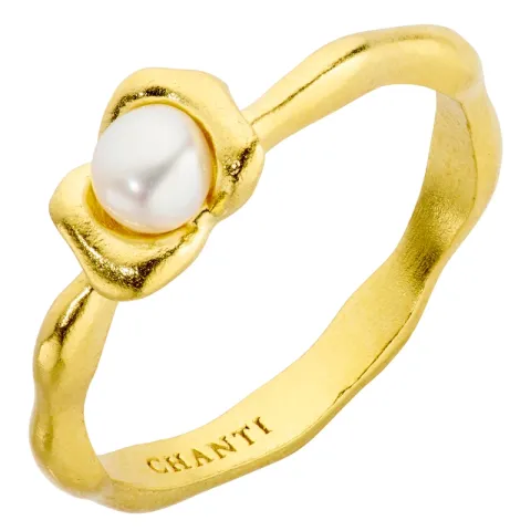 Perle Ring aus vergoldetes Messing - Eliné