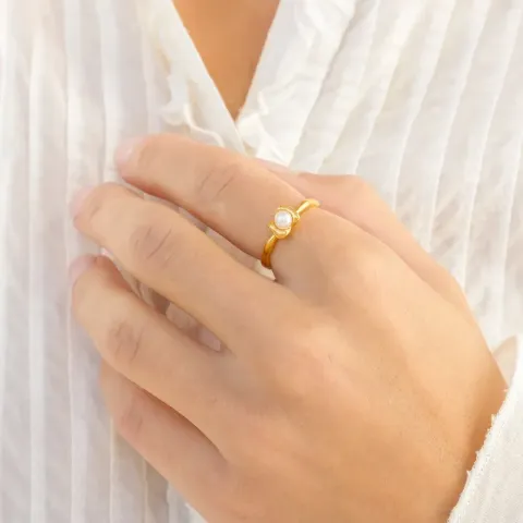 Perle Ring aus vergoldetes Messing - Eliné