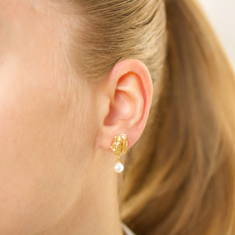 Perle Ohrringe in vergoldetes Messing - Eliné