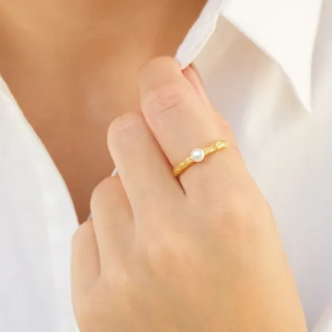 Perle Ring aus vergoldetes Messing - Eliné
