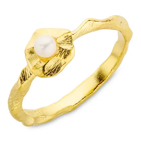 Perle Ring aus vergoldetes Messing - Eliné