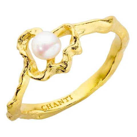 Perle Ring aus vergoldetes Messing - Eliné