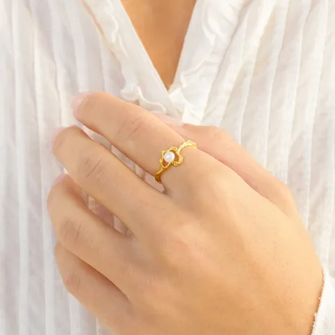 Perle Ring aus vergoldetes Messing - Eliné
