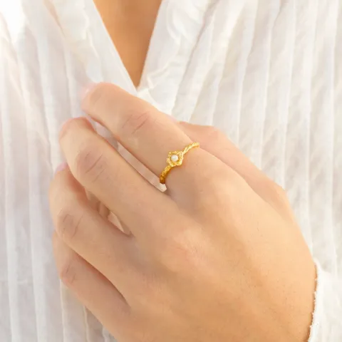 Perle Ring aus vergoldetes Messing - Eliné
