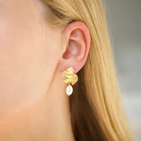 Perle Ohrringe in vergoldetes Messing - Eliné