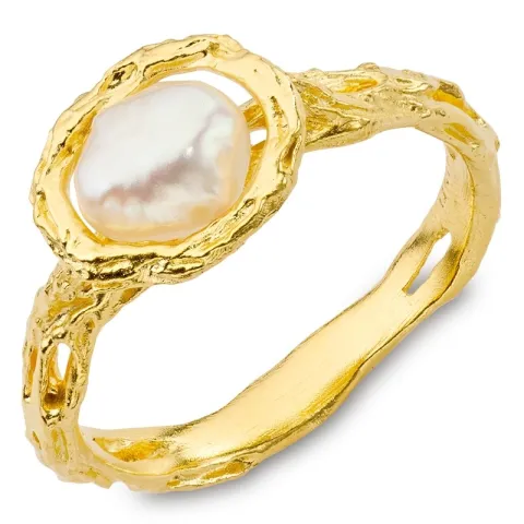Perle Ring aus vergoldetes Messing - Eliné