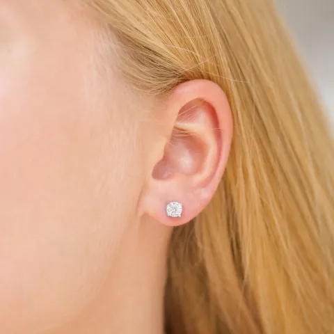 5 mm Zirkon Solitärohrstecker in Silber