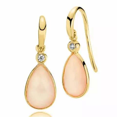 Izabel Camille tropfenförmigen Ohrringe in vergoldetem Sterlingsilber rosa Chalzedon weißem Zirkon