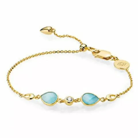 Izabel Camille tropfenförmigen Armband in vergoldetem Sterlingsilber blauem Chalzedon weißem Zirkon