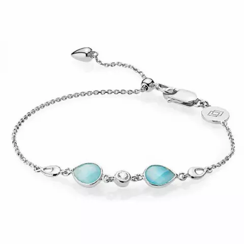Izabel Camille tropfenförmigen Armband in rhodiniertem Silber blauem Chalzedon weißem Zirkon