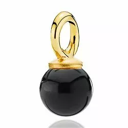 Klein Izabel Camille runder schwarzem Onyx Anhänger in vergoldetem Sterlingsilber schwarzem Onyx