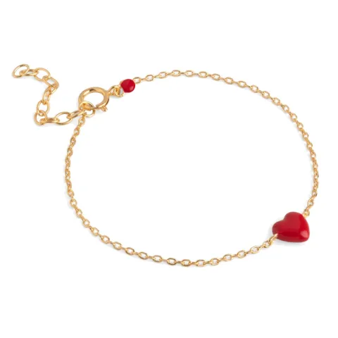 Enamel Amore Herz Armband in vergoldetem Sterlingsilber rotem Emaille
