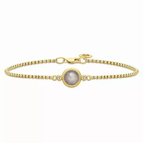 Julie Sandlau Armband in Silber mit 22 Karat Vergoldung grauem Mondstein weißem Zirkon