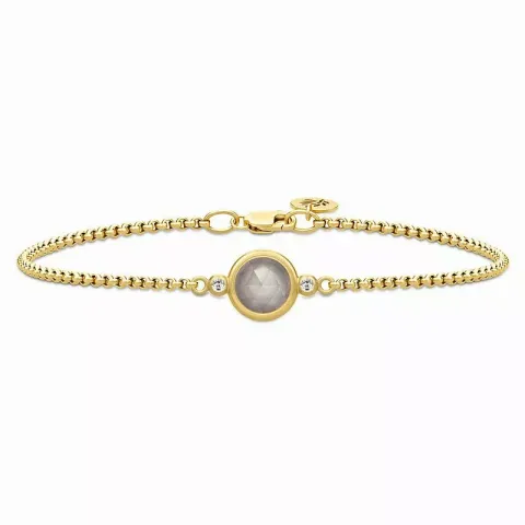 Julie Sandlau Armband in Silber mit 22 Karat Vergoldung grauem Mondstein weißem Zirkon