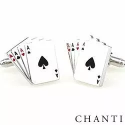 Poker weißen Manschettenknöpfe in Edelstahl