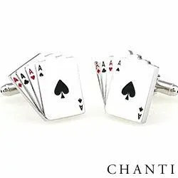 Poker weißen Manschettenknöpfe in Edelstahl