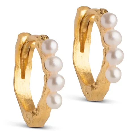 10 mm Enamel Paula Pearl Kreole in vergoldetem Sterlingsilber