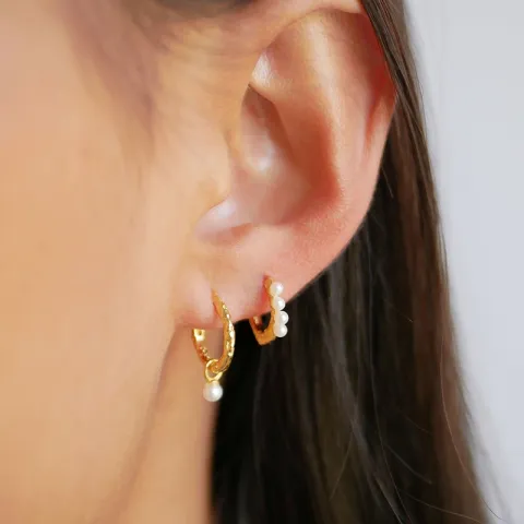 10 mm Enamel Paula Pearl Kreole in vergoldetem Sterlingsilber