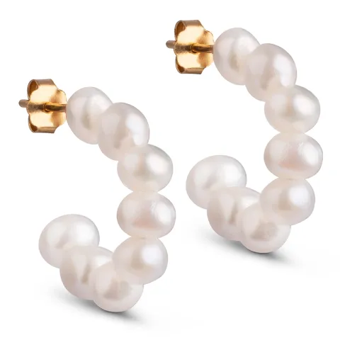 Enamel Pearlie Chunky Halbkreolen in vergoldetem Sterlingsilber