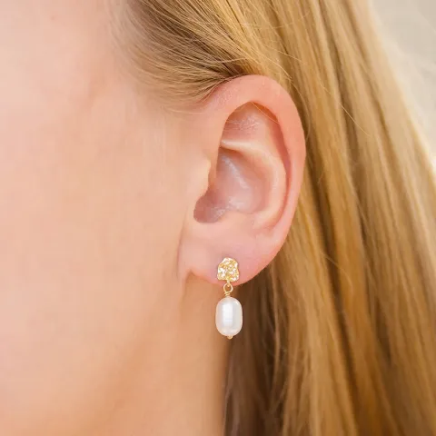 Enamel Poe Pearl Perle Ohrringe in vergoldetem Sterlingsilber