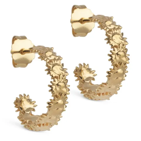 Enamel Sunshine Wreath Halbkreolen in vergoldetem Sterlingsilber