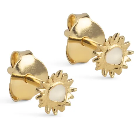 Enamel Mini Sunshine Sonne Daisy Ohrstecker in vergoldetem Sterlingsilber