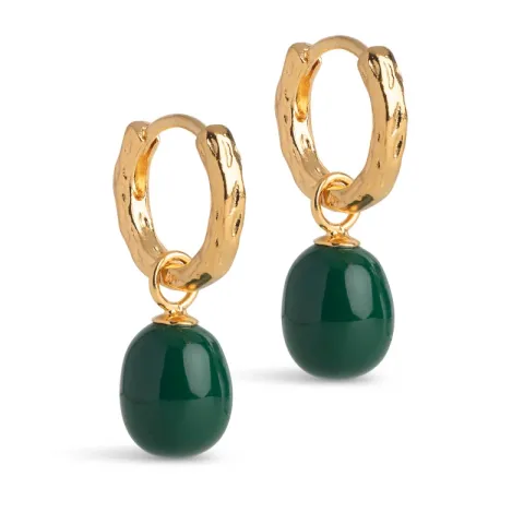 Enamel Significant Kreole in vergoldetem Sterlingsilber grünem Emaille