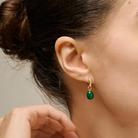 Enamel Significant Kreole in vergoldetem Sterlingsilber grünem Emaille