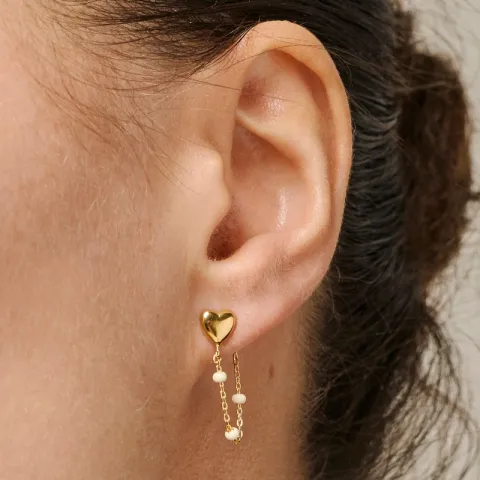 Enamel Lola Heart Herz Daisy ketten ohrringe in vergoldetem Sterlingsilber weißem Emaille