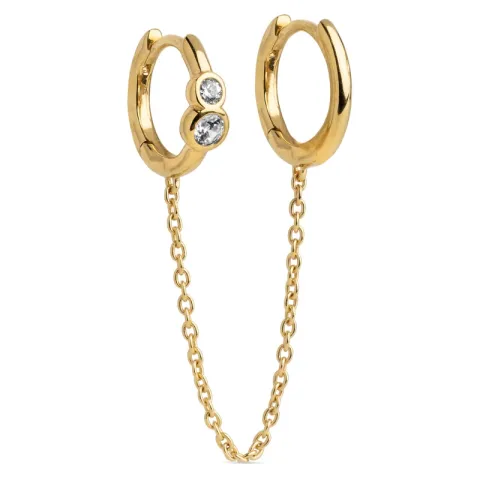 Enamel Nova Chain One Piece ketten ohrringe in vergoldetem Sterlingsilber weißem Zirkon