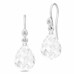 Julie Sandlau Droplet tropfenförmigen weißem Bergkristall Ohrringe in Satinrhodiniertes Sterlingsilber weißem Bergkristall weißem Zirkon
