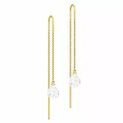 lange Julie Sandlau Evening Dew Tropfen Bergkristall Ohrringe in vergoldetem Sterlingsilber weißem Bergkristall