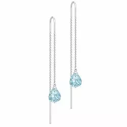 Julie Sandlau lange Bergkristall Ohrringe in Satinrhodiniertes Sterlingsilber blauen Bergkristallen