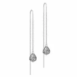 Julie Sandlau Evening Dew lange Bergkristall Ohrringe in Satinrhodiniertes Sterlingsilber grauem Bergkristall