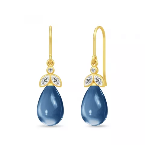 Julie Sandlau blauem Bergkristall Ohrringe in vergoldetem Sterlingsilber blauem Bergkristall weißem Zirkon