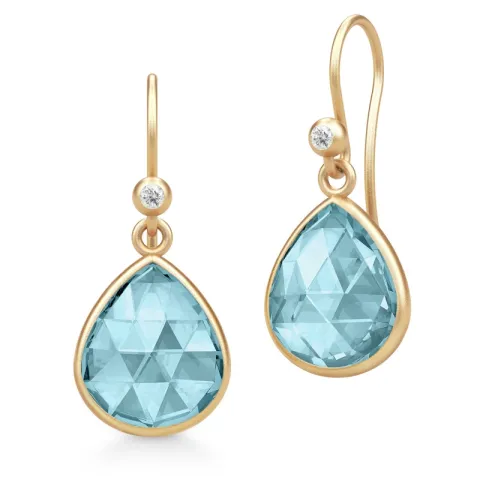 Julie Sandlau Lea Ohrringe in vergoldetem Sterlingsilber blauem Bergkristall weißem Zirkon